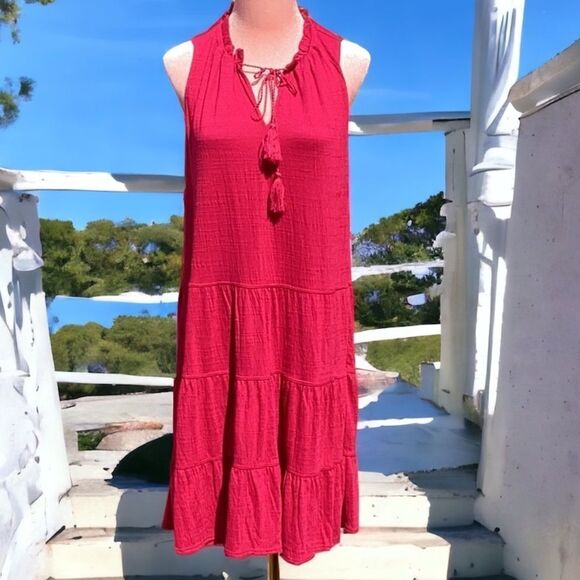 MAX STUDIO NWT WOMENS DRESS COVER UP SWIMWEAR BERRY PINK EXTRA SMALL SLEEVELESS - Picture 1 of 6